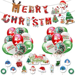 Christmas Decoration Supplies Latex Print Balloon with Banner Merry Christmas Balloons