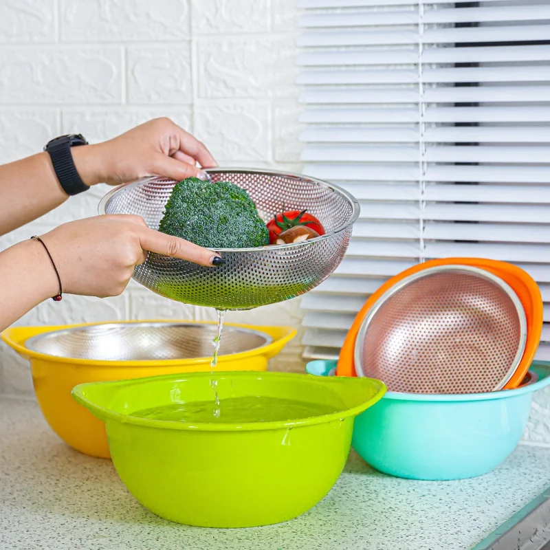 New China Wholesales stainless steel filter basket fruit basket metal stainless steel collapsible colander basket