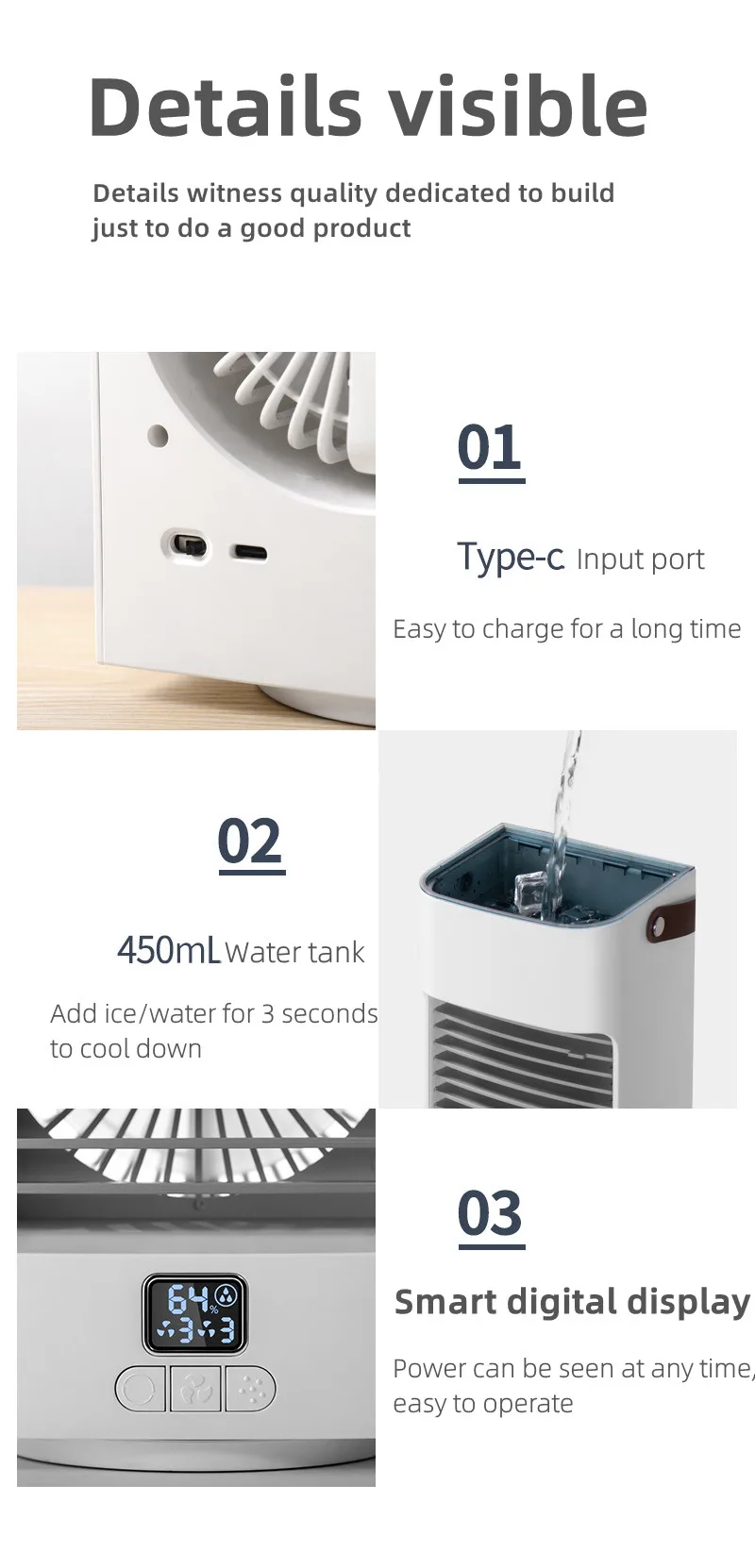 Portable USB Desktop Air cooler fan Mini Humidifier Cooling Air Conditioner