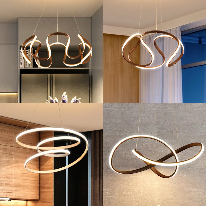 Linear Ceiling Round Modern Led Chandelier Pendant Light Circle Ring Pendant Light Luxury Living Room Light Chandelier Gold Lamp