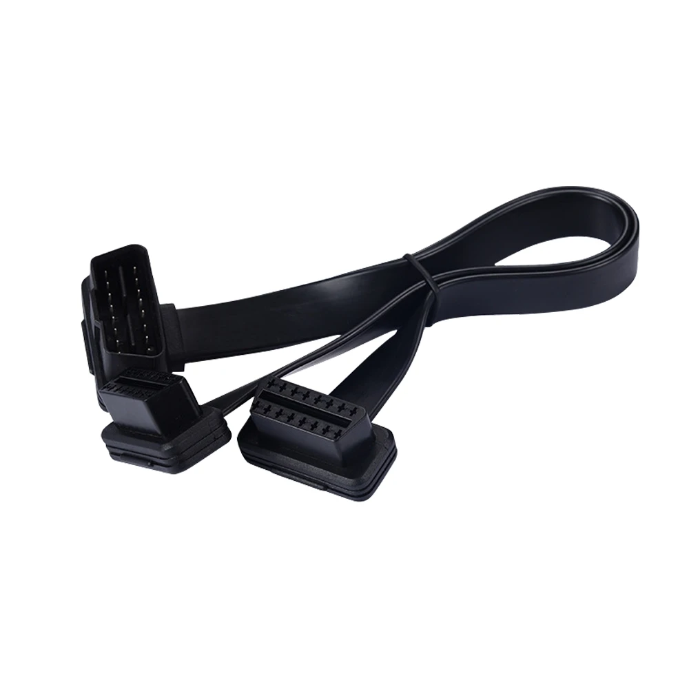 Free Sample OBD2 16 PIN Male to Female Flat Extension expansion cable harness use for Code Reading Engine