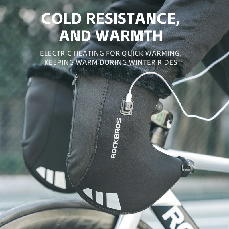 ROCKBROS Winter Cycling Gloves Motorcycle Handlebar Muff Cover Mittens Protective Heated Handlebar Mittens