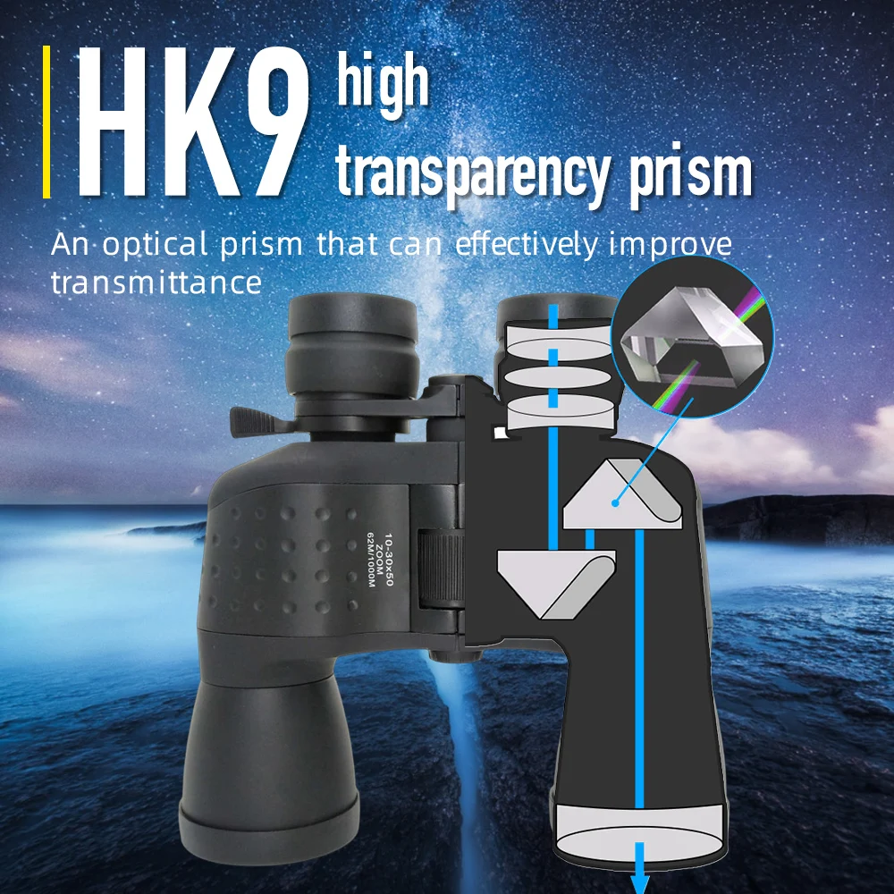 10-30x50 Compact Sports zoom Binoculars for Adults  Binoculars for Bird Watching Hunting Travel