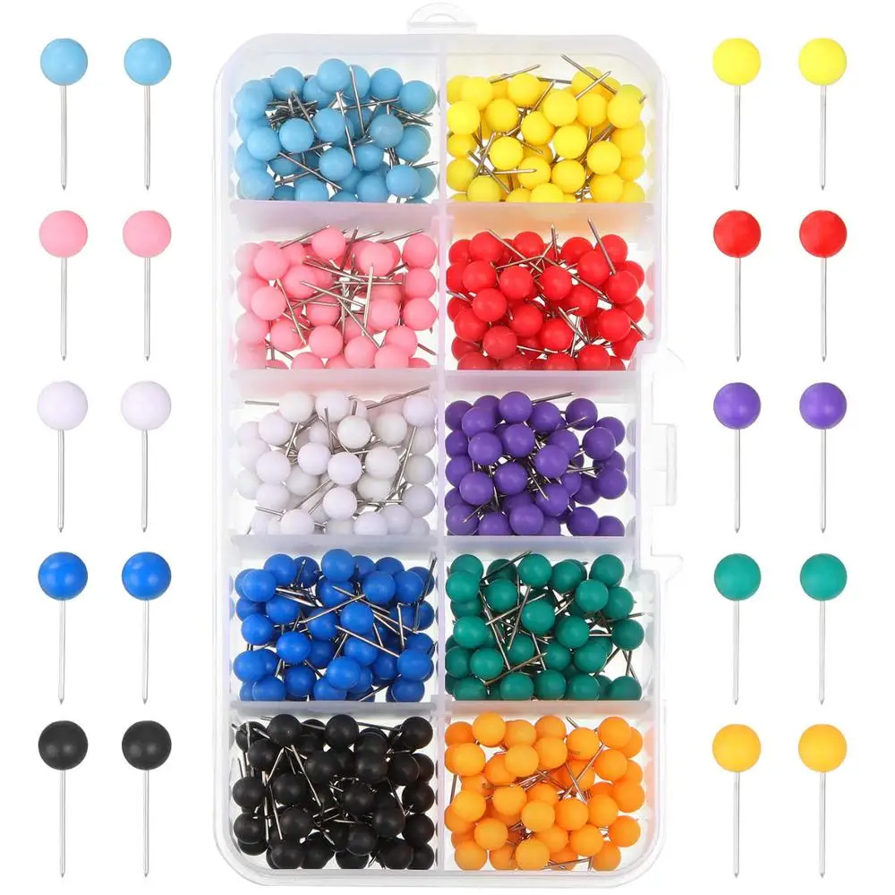 
Wholesale Custom 10 Colors Plastic Round Map Push Pins for Map Cork Board Mark for office 