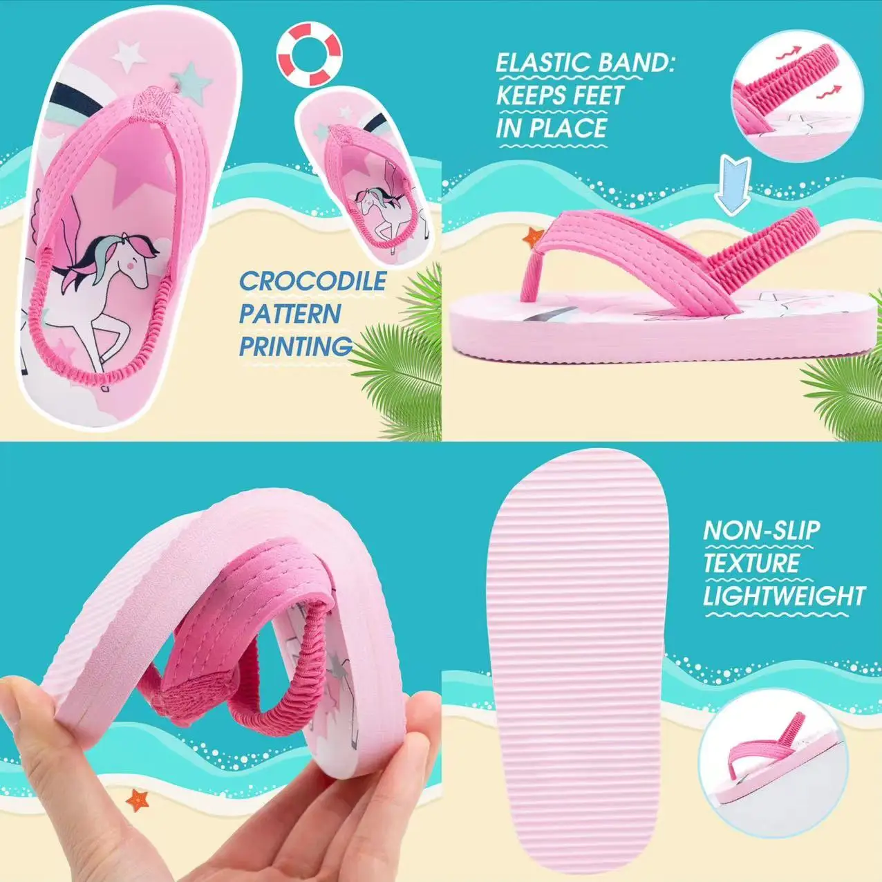 Wholesale Summer Children Beach Sandals Shoes Cartoon Print Flip Flop Slippers For Kids