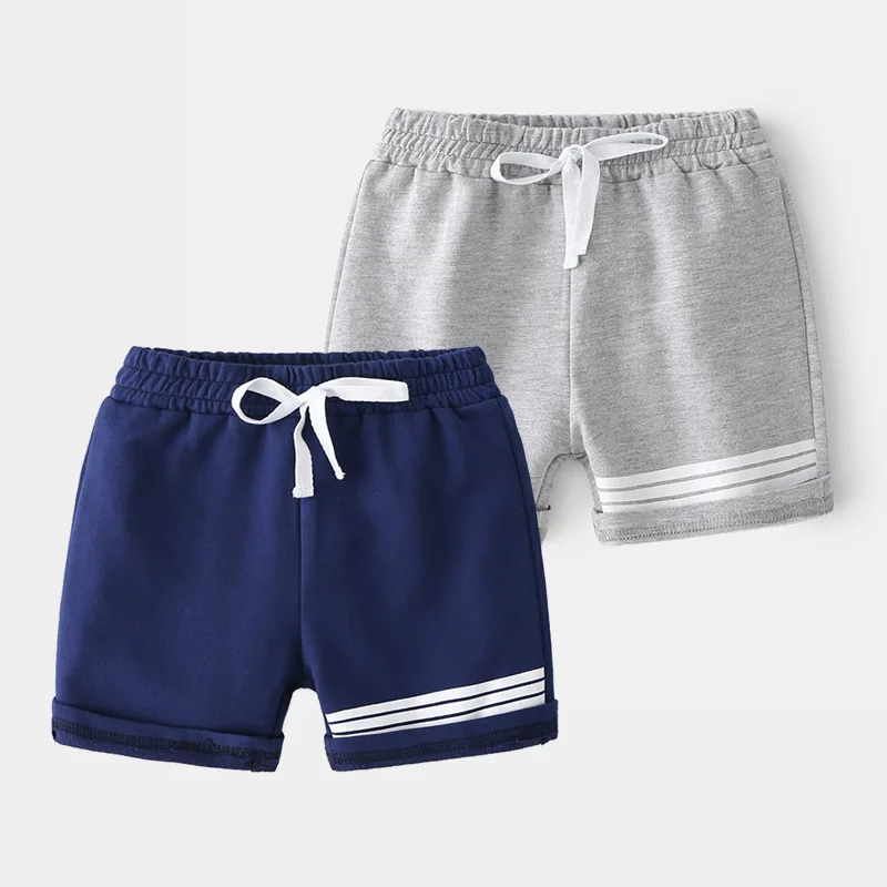 
Wholesale Summer Casual Sport Solid Color Toddler Boy Short Pants With White Striped 