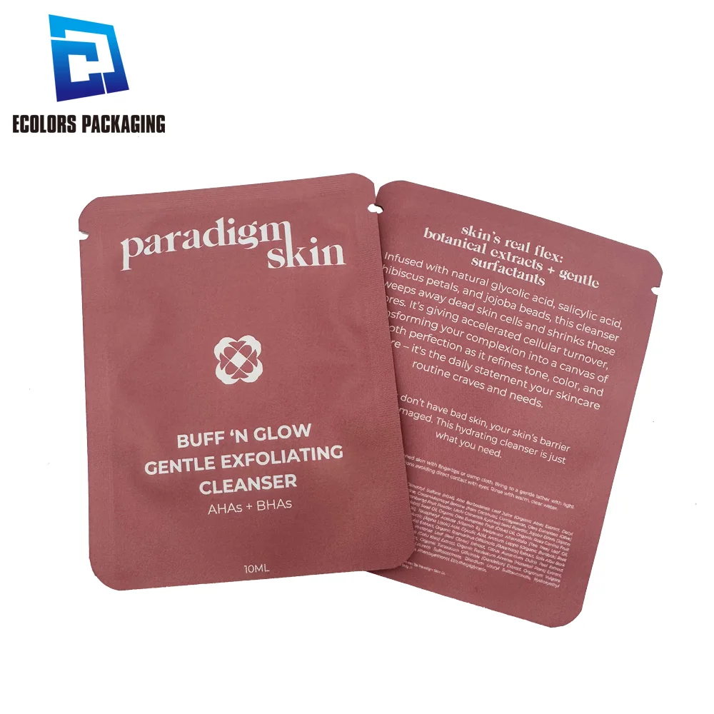 10ml flat empty liquid skincare sample aluminum foil small packets cosmetics 3 sided seal sachets plastic bags