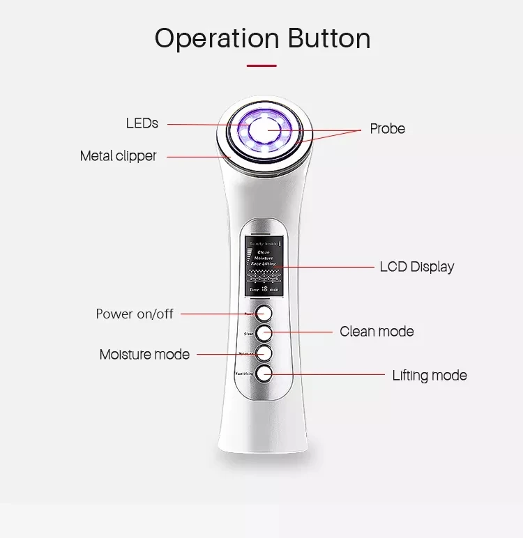 Wrinkle Removal Skin Care Beauty Device Facial Massager Face Slimming EMS LED Beauty Machine