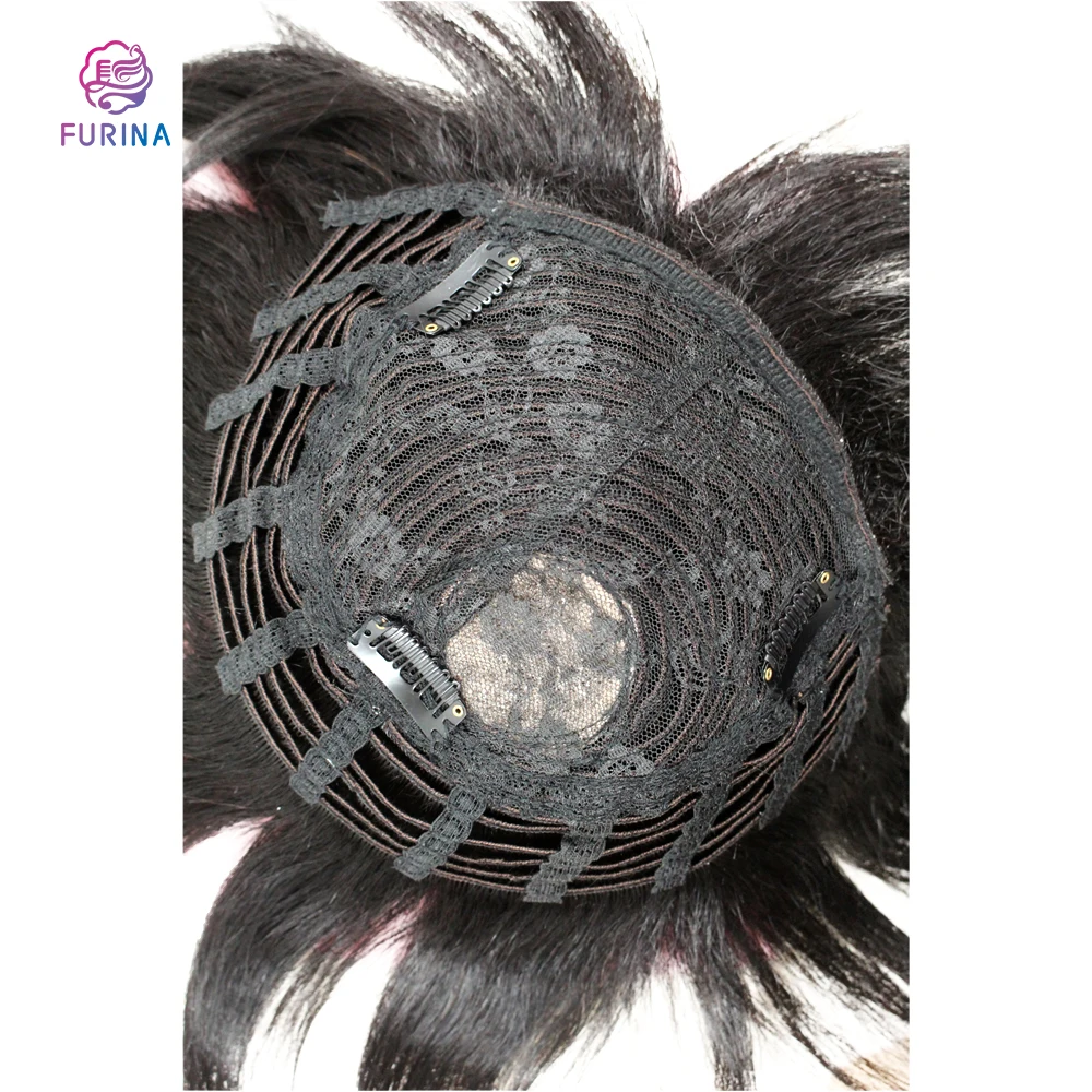 Furina human hair toupee clip on soft net human hair best toupee for men / women 16*18 cm 6 inch hair toupee