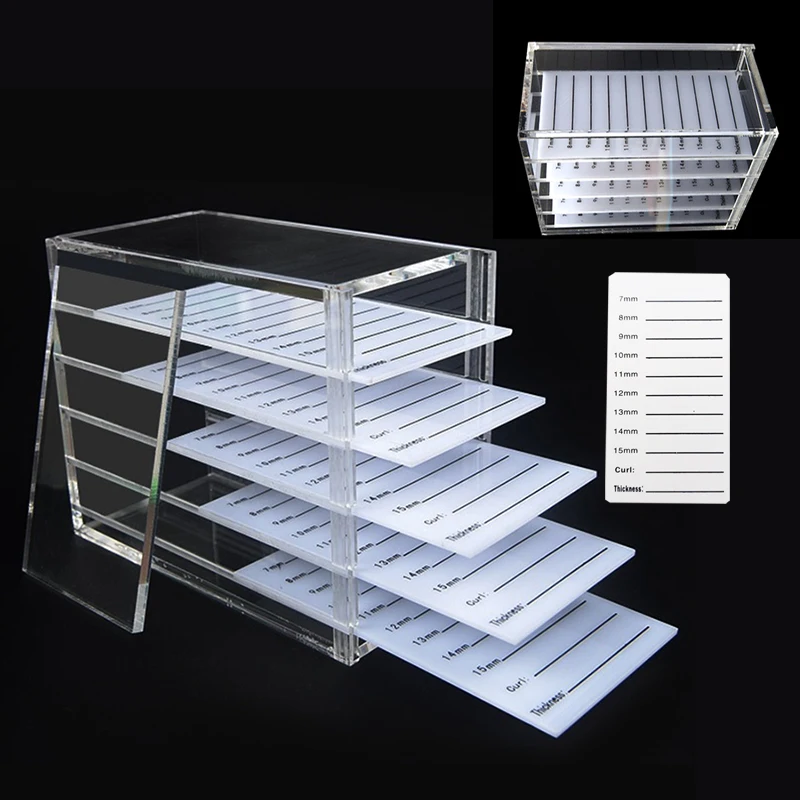 5 Layers Transparent Eyelash Extension Storage Box Organizer Acrylic Lash Pallet Holder Case Grafting Eyelash Display Container