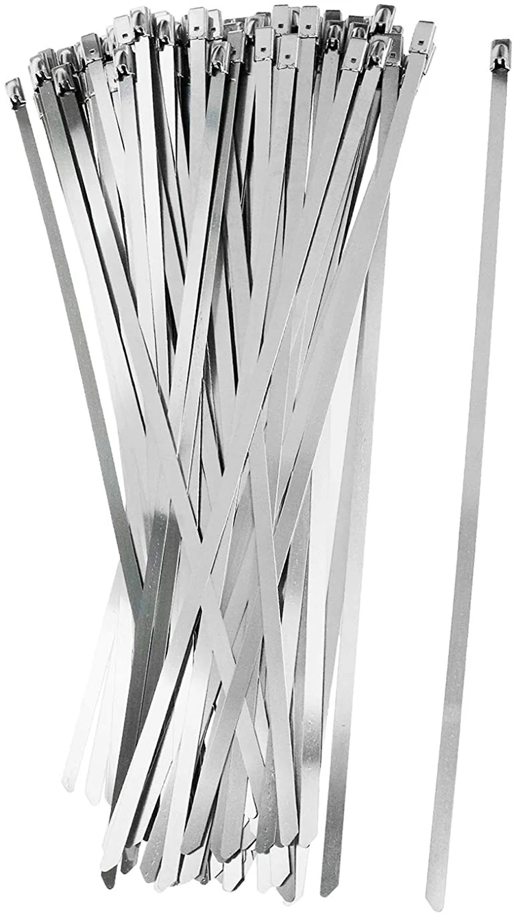 4.8*300mm Stainless steel cable twist tie lock metal zip wrap coated metal detectable cable tie