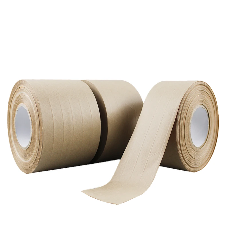 Nature Rubber Glue Strong Self Adhesive Carton Packing Brown Reinforced Kraft Paper Tape