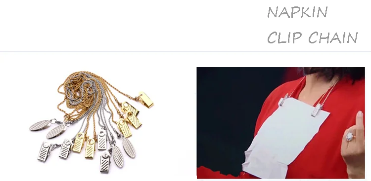 Wholesales metal napkin clip chain with trigger clip