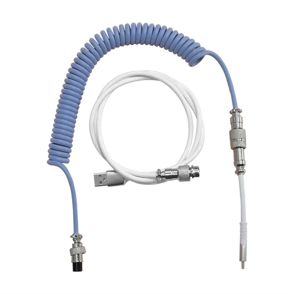 Male to male keyboard coiled cable type c connector to USB A connector