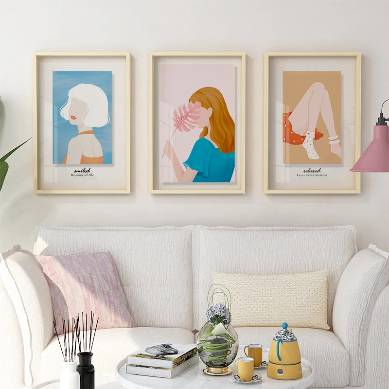 modern beautiful girl acrylic glass pictures wall art cartoon custom print decorative painting