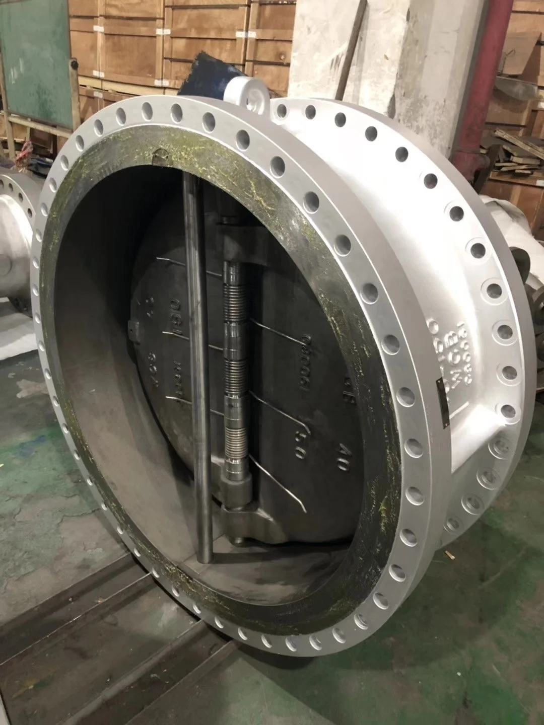 SS WCB DN1000 PN40 double-leaf flanged dual plate check valve