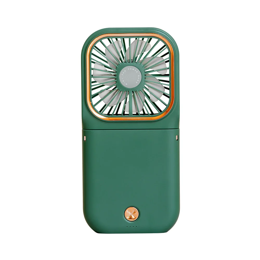 Multifunctional mobile phone holder portable mini three-speed fan with neck hanging 3000mAh power bank plastic usb fan