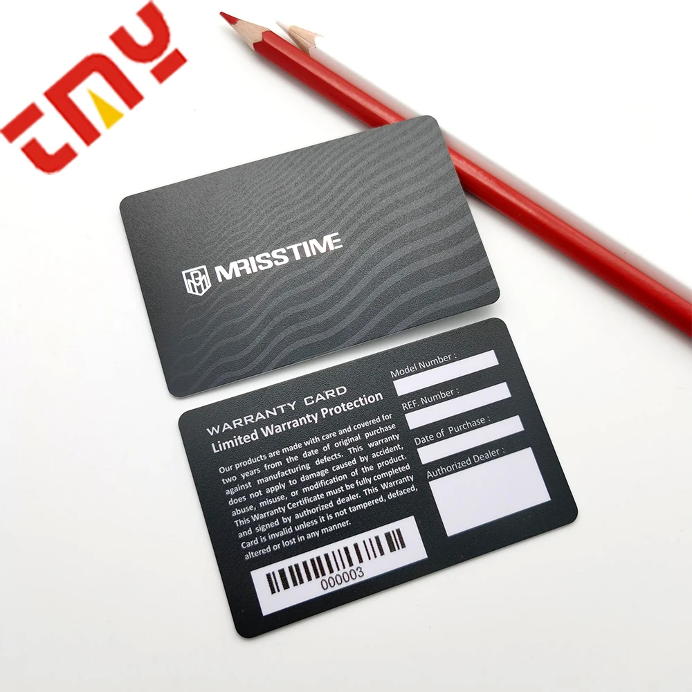 Custom Brand Design Logo Glossy Matte Writable Plastic PVC  Guarantee Authenticity Warranty Card For Watch/Jewelry