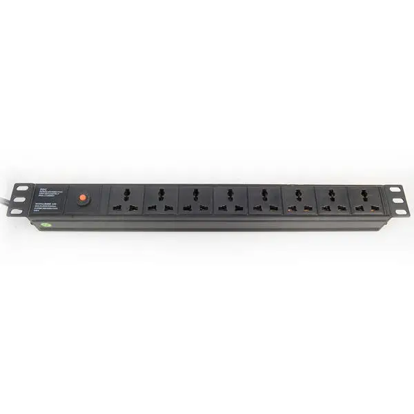1u pdu 8 socket universal meter 19 inch  with power indicator light pdu power distribution unit for server rack