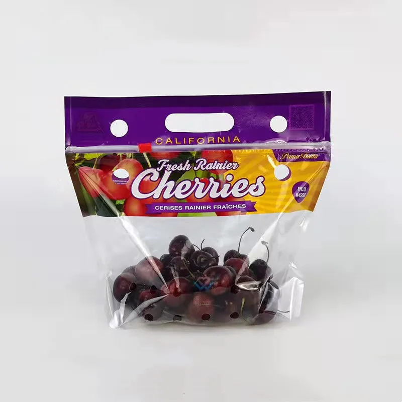 Anti Fog Customized Zipper fruit protection bag plastic clear bag with holes for fruit packing