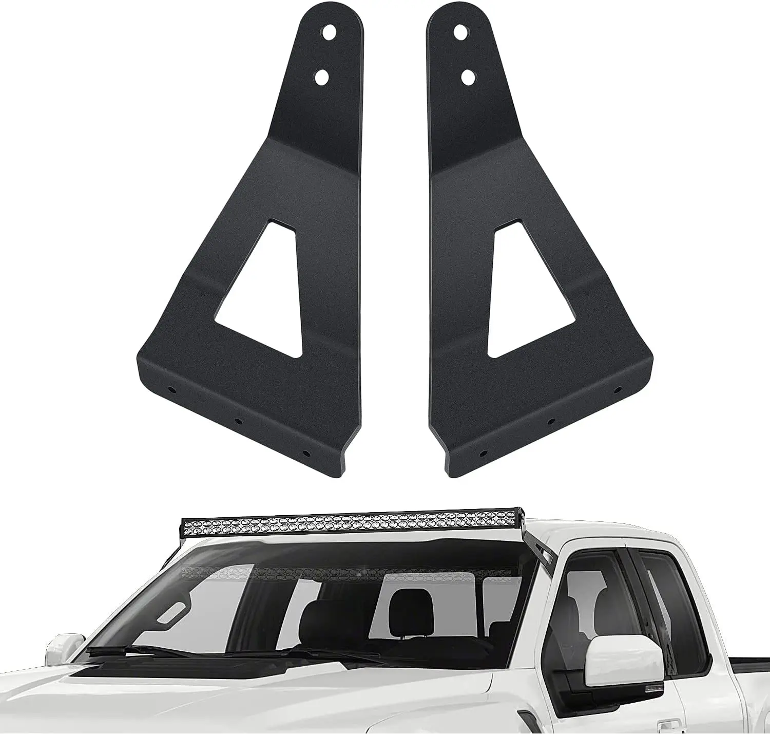 52 Inch Curved Led Light Bar Mounting Brackets Upper Windshield Mounting Brackets Fit 2004-2018 Ford F150 & SVT Raptor
