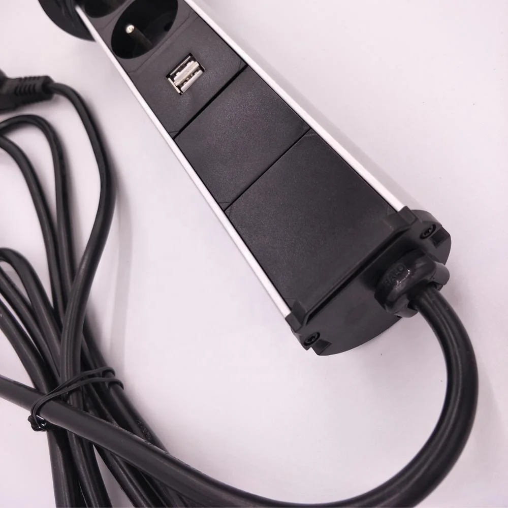  Выдвижная настольная розетка французского типа с USB-зарядным