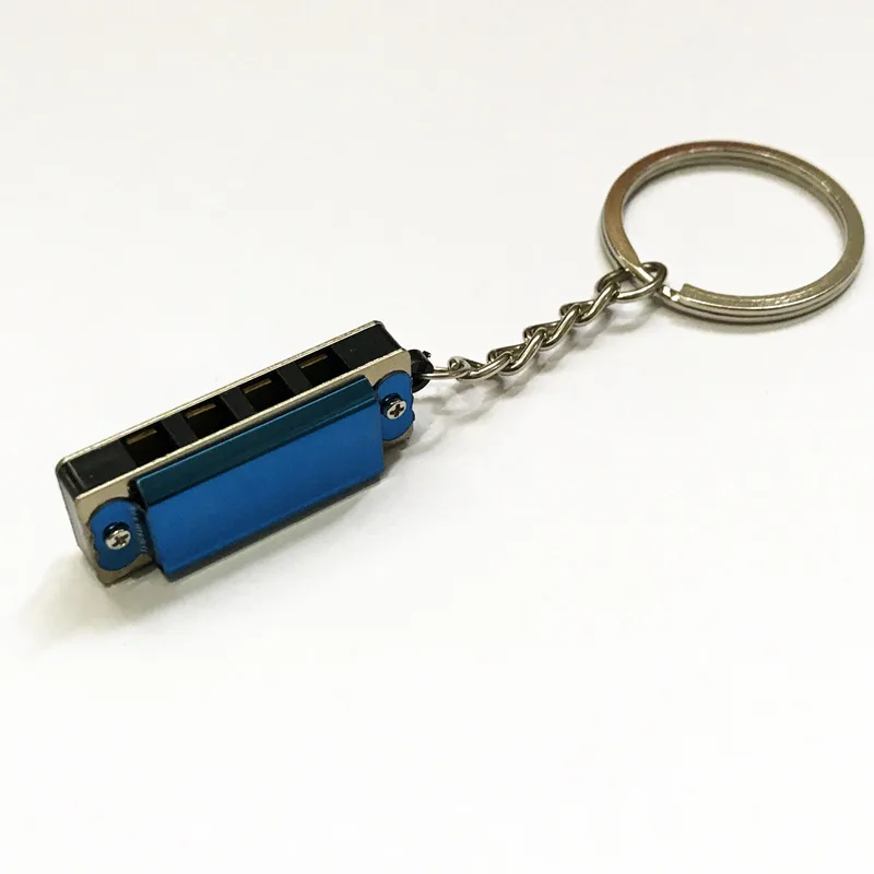 Wholesale colorful 4 holes harmonica chromatic creative design kids small toy mini keychain harmonica