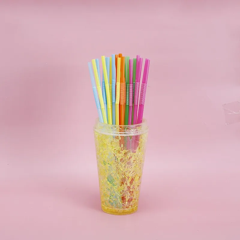 Wholesale Disposable Colorful High quality PP flexible artistic plastic drinking straws