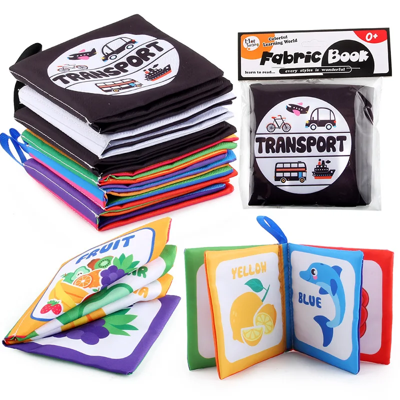 Recycle Custom early education toy English palm book snap finger tear baby cloth books for kids