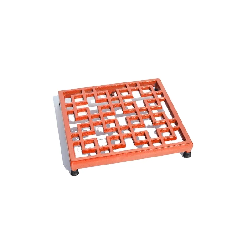Factory Direct Sale For Hot Pot Holder Square Orange Cast Iron Trivet for Kitchen Dining Hot Pads for Countertop Teapot Trivets