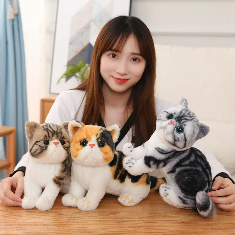 Оптовая продажа Реалистичная плюшевая фигурка кота милый мультяшный 3D котенок мягкая игрушка домашний декор имитация кукла