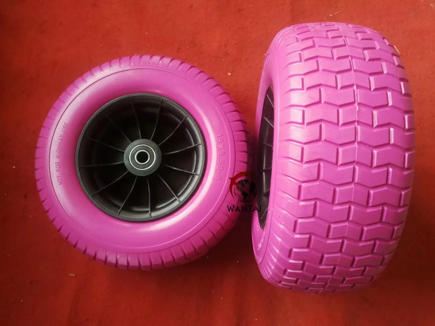 Manufacturer heavy duty 16 inch 400-8 Flat Free PU Foam Solid Tire Wheel