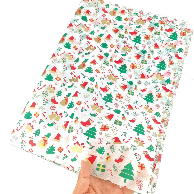 Christmas Popular Pattern Printing Gift Packaging Tissue Paper Colorful Present Silk Wrapping Paper
