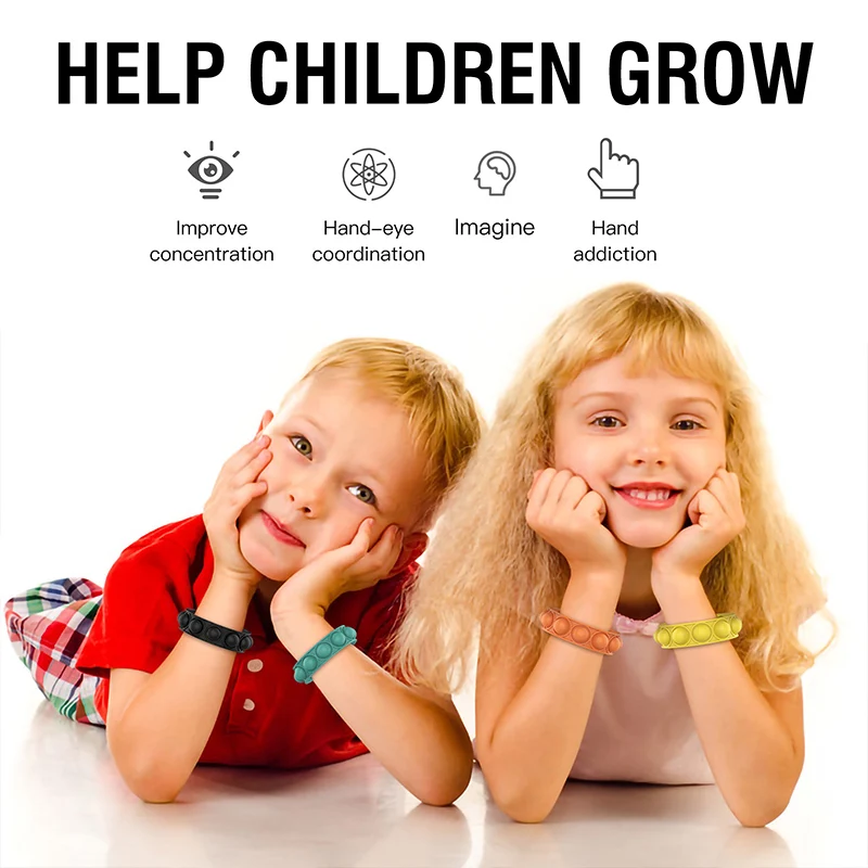 Лидер продаж, игрушка-антистресс с пузырьками, браслет-антистресс, прочный регулируемый многоцветный Браслет-антистресс для детей