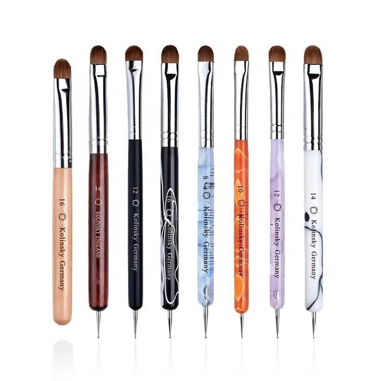 Custom Colors ODM & OEM Dual Heads High Quality Kolinsky and Acrylic Hair French Nail Brush