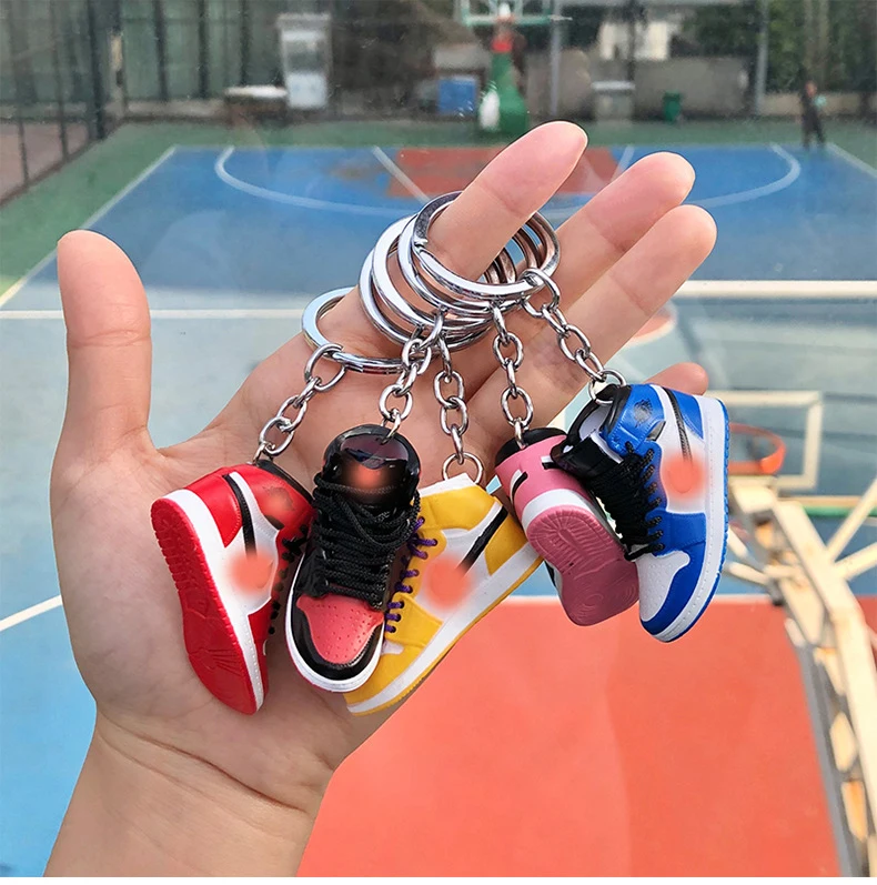Wholesale 3D Mini Sneakers AJ  shoe Keychain Model cute keychains with box