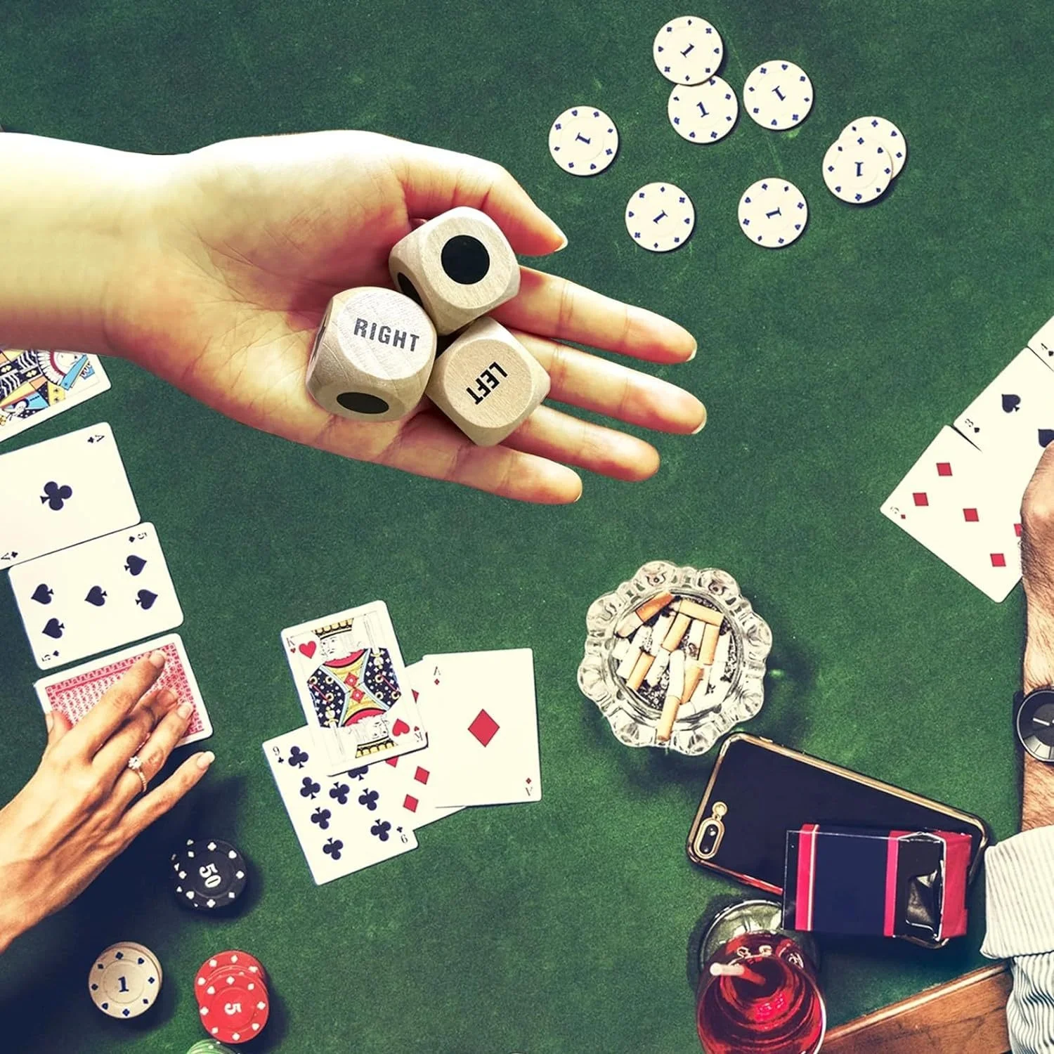 C02205 Customized Good Quality Natural Beech 1 inch 2.5cm wood Dices with Drawstring Bag Left Right Center Game