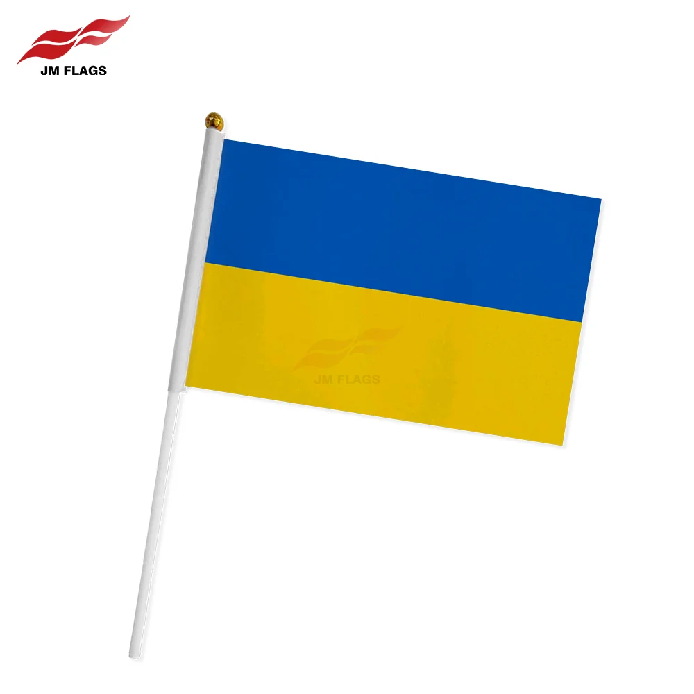 Wholesale Custom Waterproof Hand Waving Flags 40*60cm Ukraine National Flag