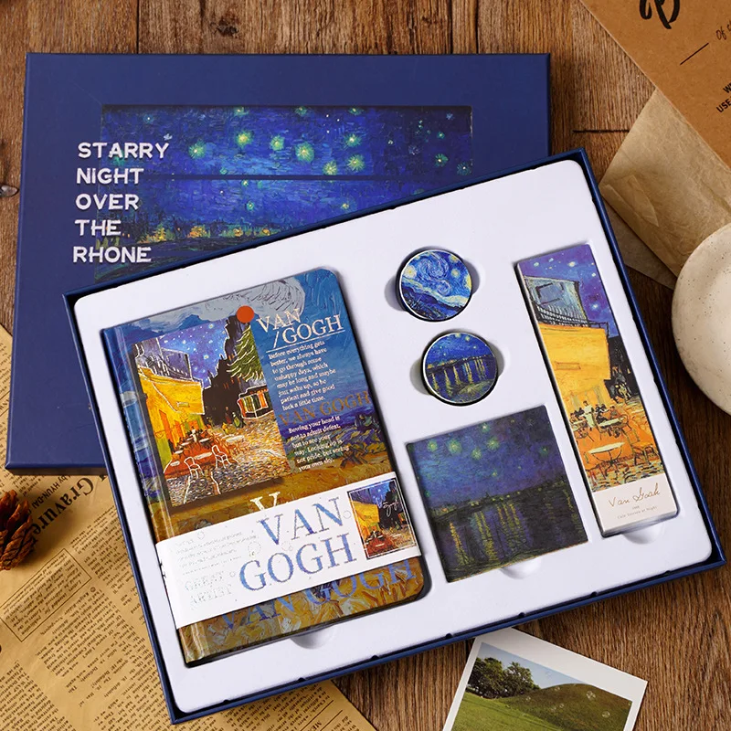 Hot Selling Stationery Oil painting   Creative Van Gogh Art School Student Gift Notepad gift box New product ideas 2023