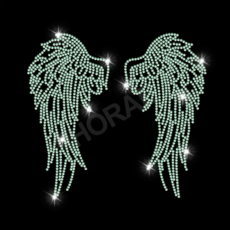 Punk Rock Style Hotfix Bling Wings Skull Skeleton Crystal Diamond Pattern Motif Rhinestone Transfer