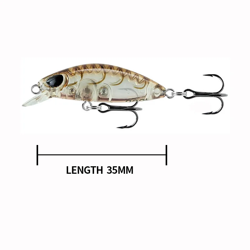 35mm/2g Mini Submerged Minnow Bait Saltwater Biomimetic Decoy Fishing Minnow Fishing Lure