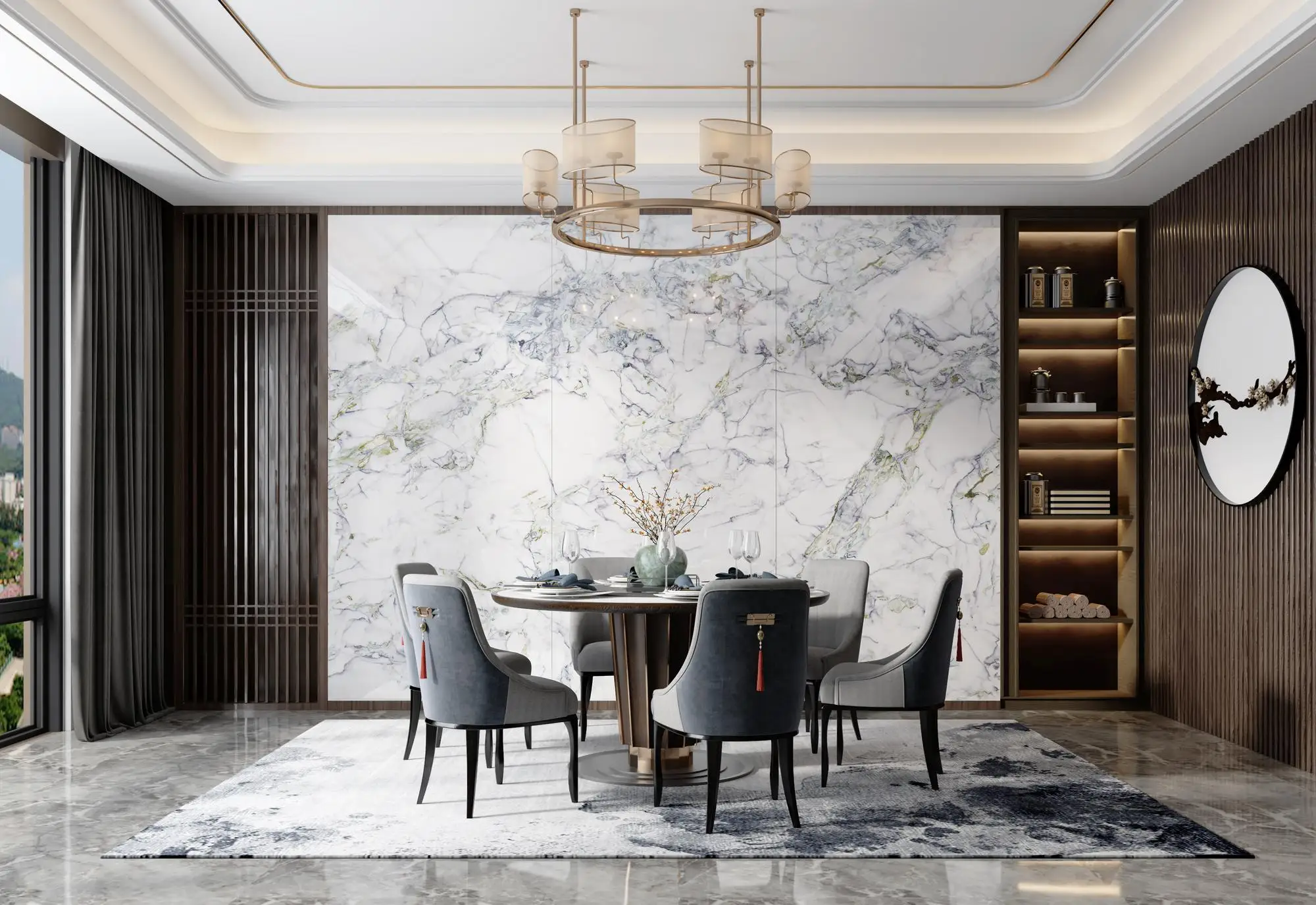 Crystal Glazed Porcelain Wall Panel for Wall Decoration & Flooring 2600X1200X6mm Complex Pattern Design