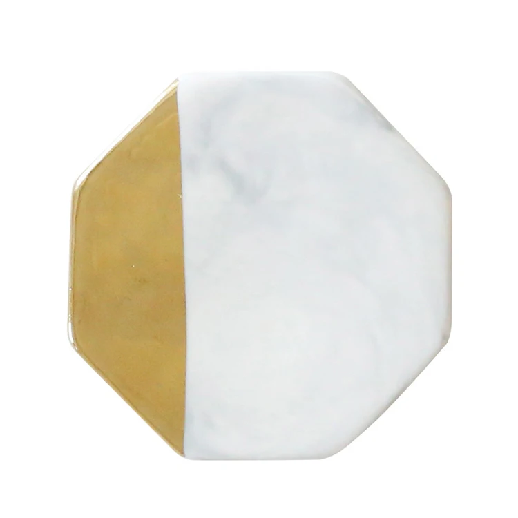 Amazon Marble Pattern Ceramic Coaster Nordic Wind Gold-plated Coaster Irregular Creative Insulation Table Mat