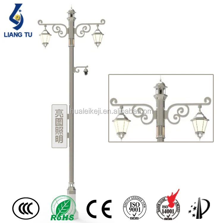 50 Вт 2 фонарь оцинкованный полюс освещение WIFI умный уличный свет с камерой