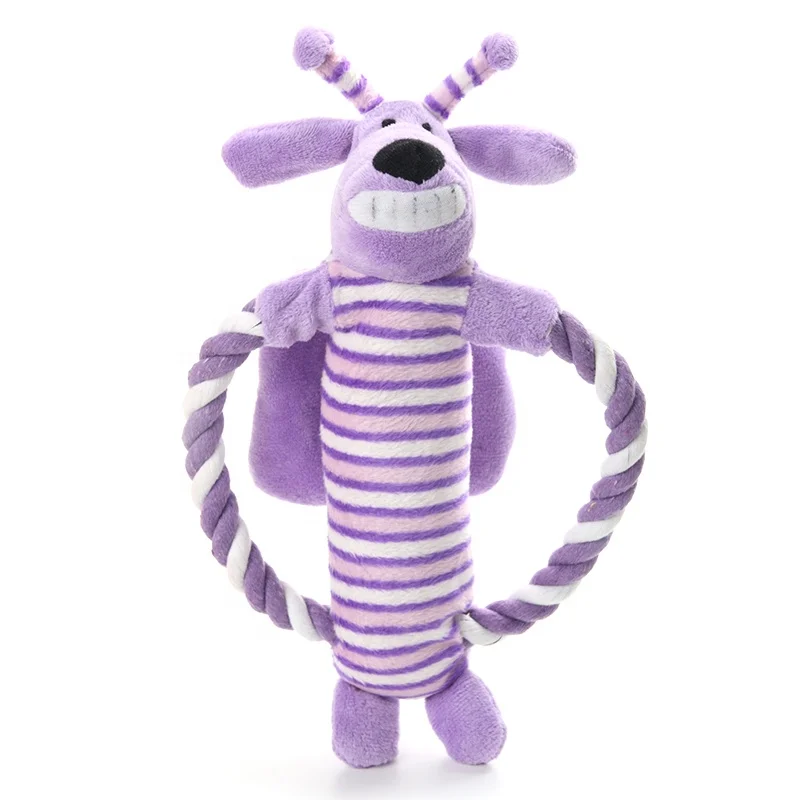 Custom Design Plush Dog Toys Durable Pet Toys with Striped Cotton Rope Sustainable Features for Big Dogs and Small Animals
