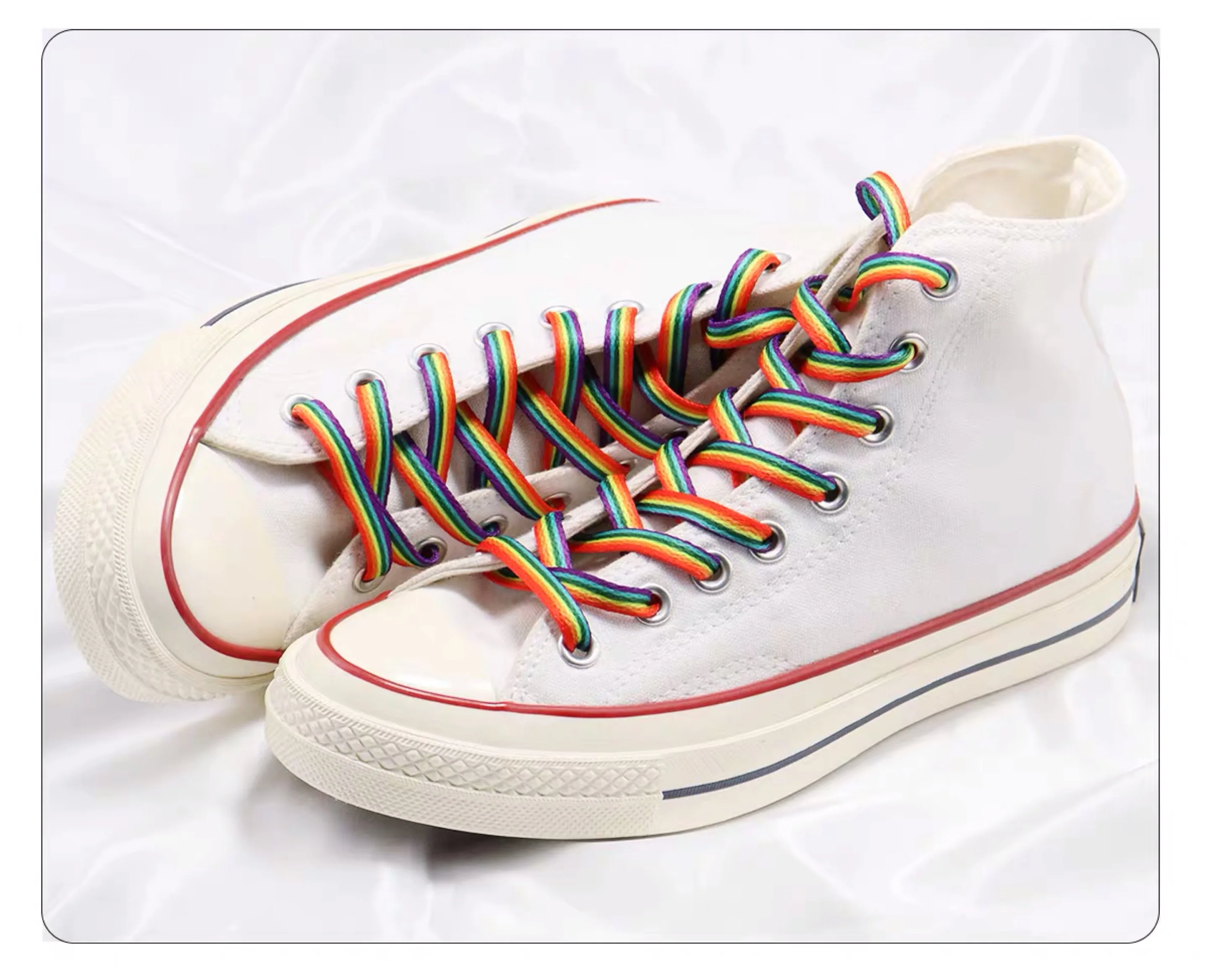 running shoelaces rainbow colorful customized logo printing shoe laces