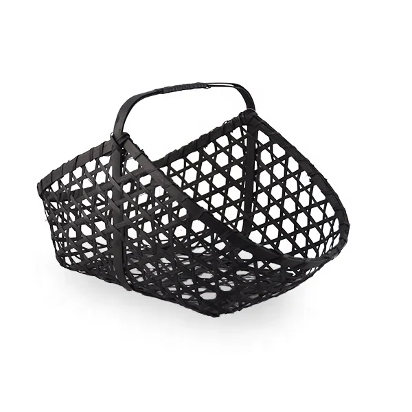 2021 черная бамбуковая корзина для фруктов подвесная ручной работы также плетеная подарочная