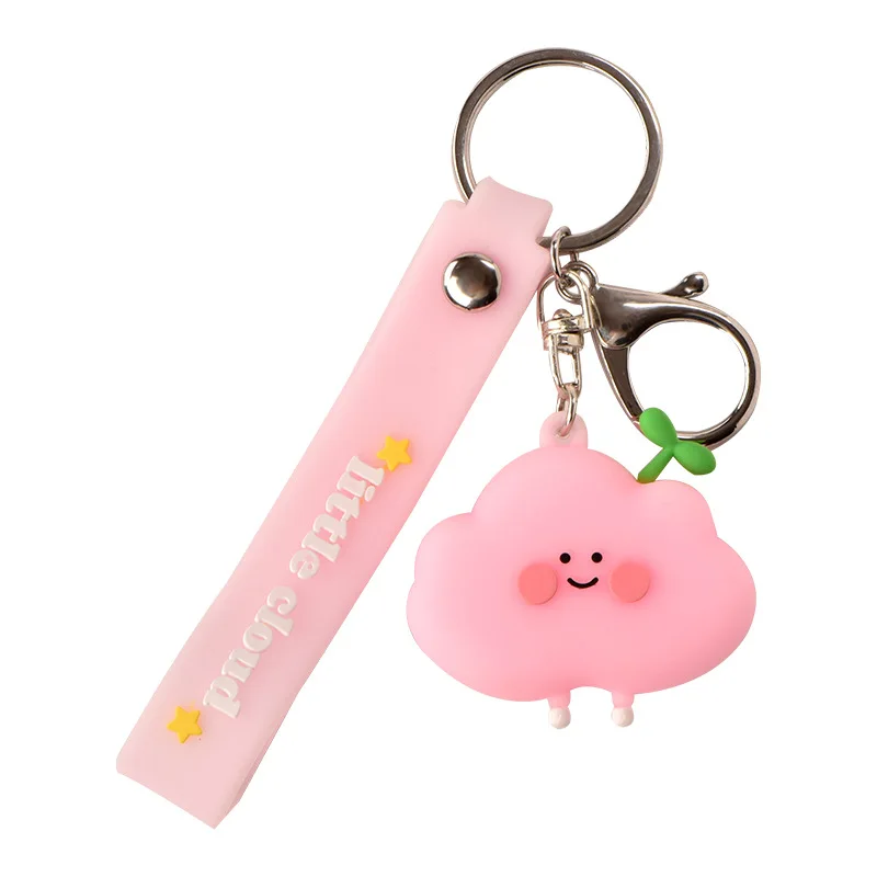 lucky clover charms soft cloud silicone 3d   rubber keychain for car