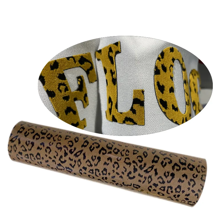 wholesale Printing Use Leopard Pattern Flock Heat Transfer Vinyl For Clothing Heat Transfer Label