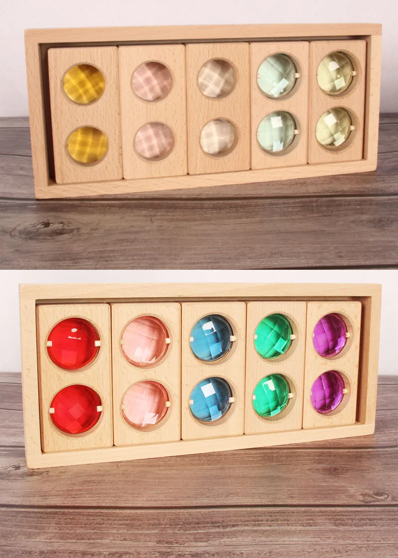 Montessori Educational Toys Wooden Building Block Sets Sparkling Diamond Mandala Early Educational Wooden Toy